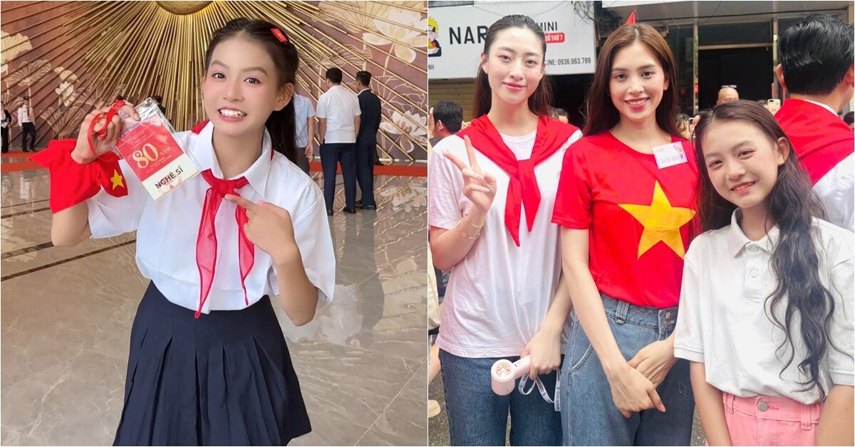 Bé gái "đọ sắc" 2 Hoa hậu Việt ở Lễ diễu binh, diễu hành 2/9: Cực giỏi, từng chung sân khấu MC Lại Văn Sâm, Hoài Anh