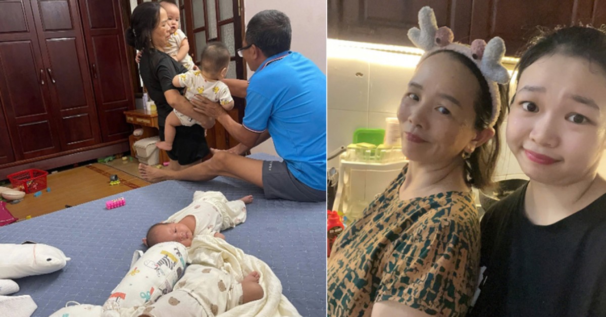 Hai nàng dâu cùng sinh đôi, bố mẹ chồng quay cuồng vẫn hạnh phúc vô bờ