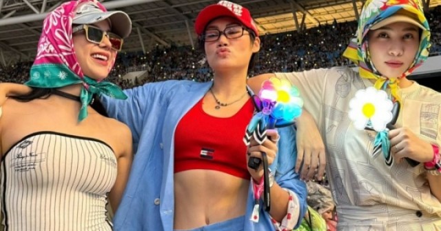 Đàm Thu Trang chít khăn như cụ bà, Quế Vân hở bạo đi xem G-Dragon
