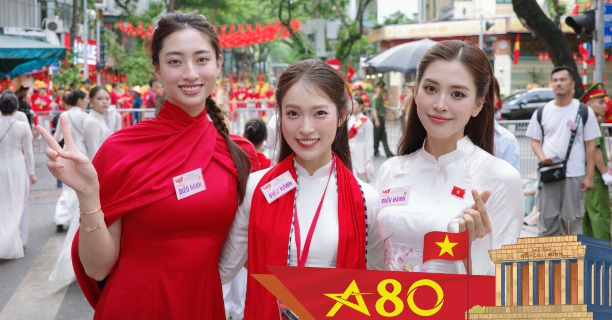 Hình ảnh đẹp của Hoa hậu Trần Tiểu Vy, Lương Thuỳ Linh tại Tổng duyệt A80